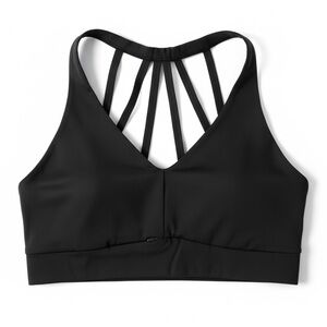 Athleta Sports Bra 36D DD Black Strappy Back Medium Support Workout Athletic